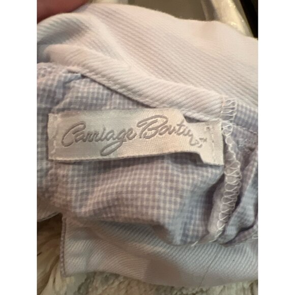 Carriage Boutique Smocked And Embroidered Christmas Trees On Blue Gingham Romper - Picture 4 of 5